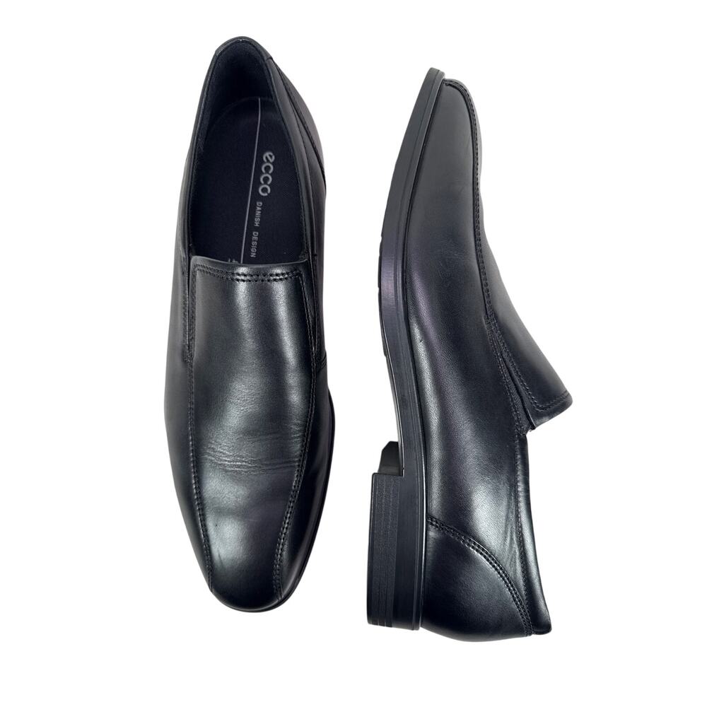 ECCO‎ Queenstown Slip On Loafer Mens 13 13.5 EU 47 Black Leather Bike Toe